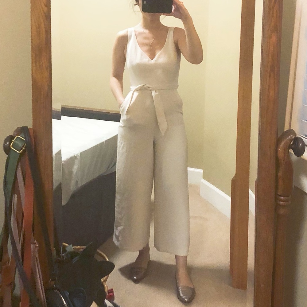 Wilfred écoulement tie waist cream jumpsuit size 00